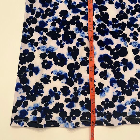 Lauren Ralph Lauren Cocktail Dress Size 16 ALine Blue Floral Stretch Event Party - Picture 13 of 13